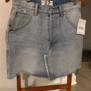 We The Free Light Blue Denim Skirt